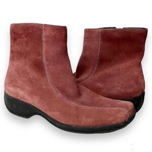 Women's Suede Ankle Boots - Burgundy